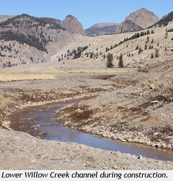 Photo of Lower Willow Creek channel during construction