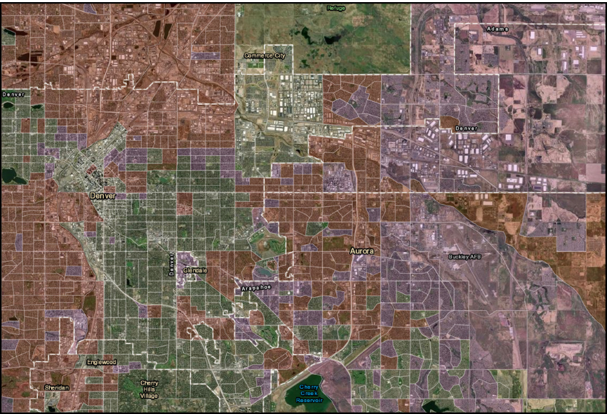 Map of Colorado in the Environmental Justice Report Tool for Air Quality Regulation 3.  