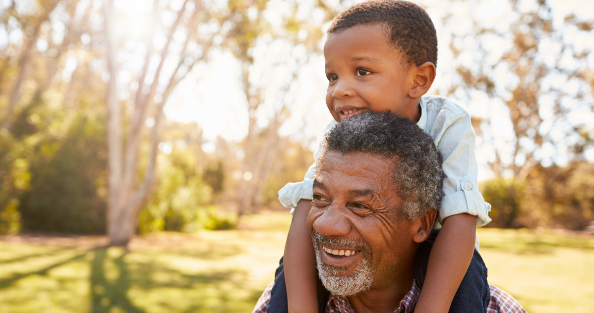 older man and toddler