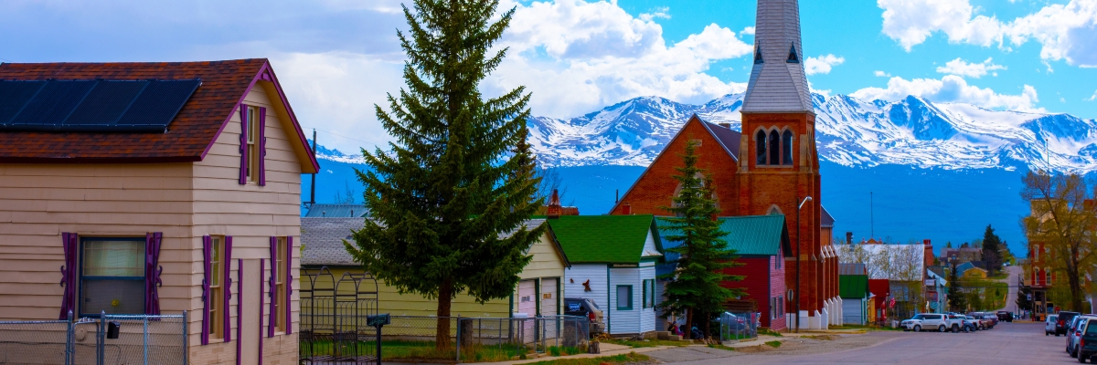 Residential street in Leadville, CO