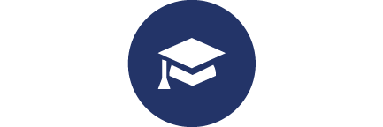 Dark blue graduation cap icon