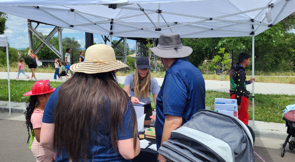 Tabling event with people and air division staff handing out information