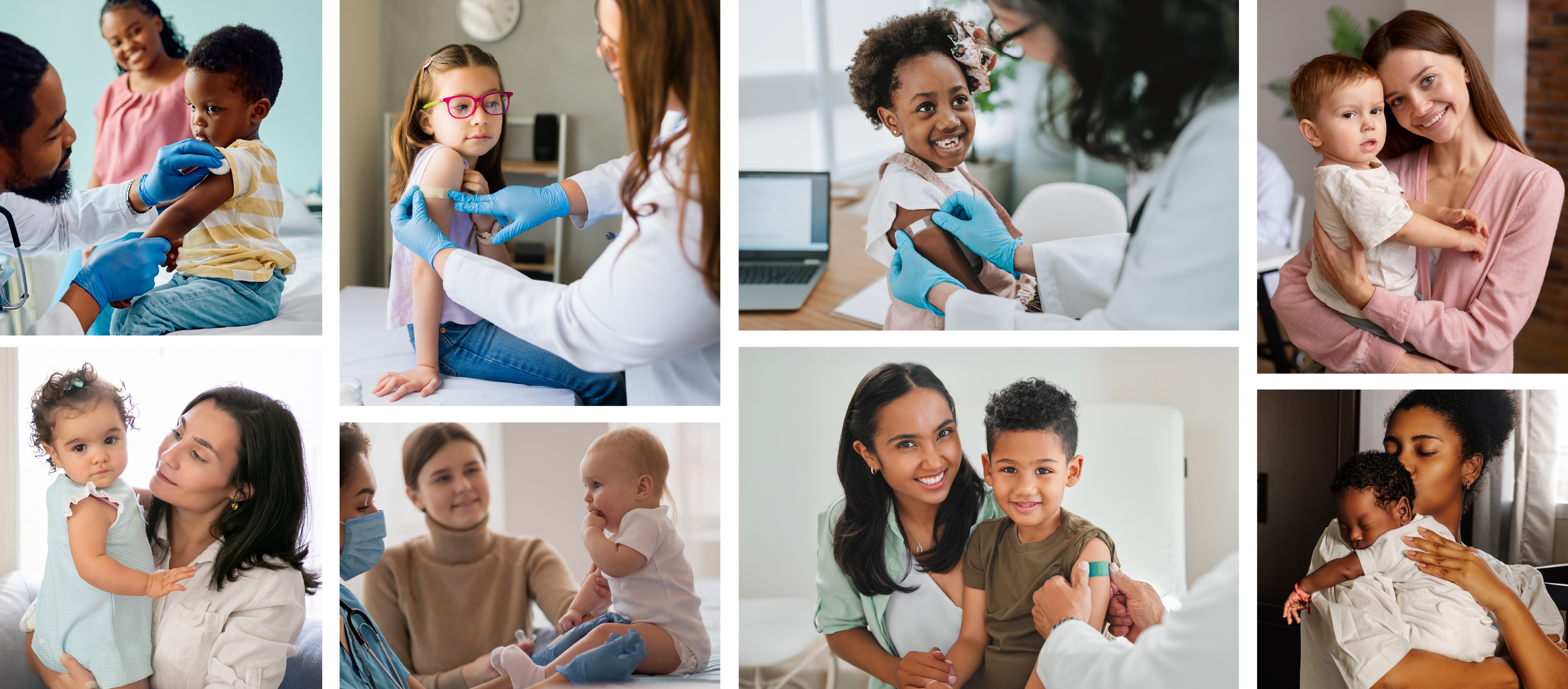 happy children getting vaccinated