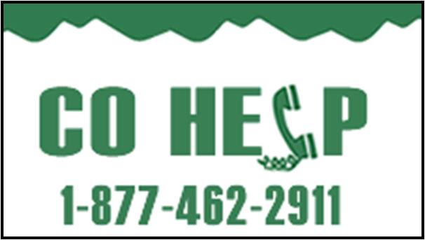 Image of CO HELP logo with phone number 1-877-462-2911