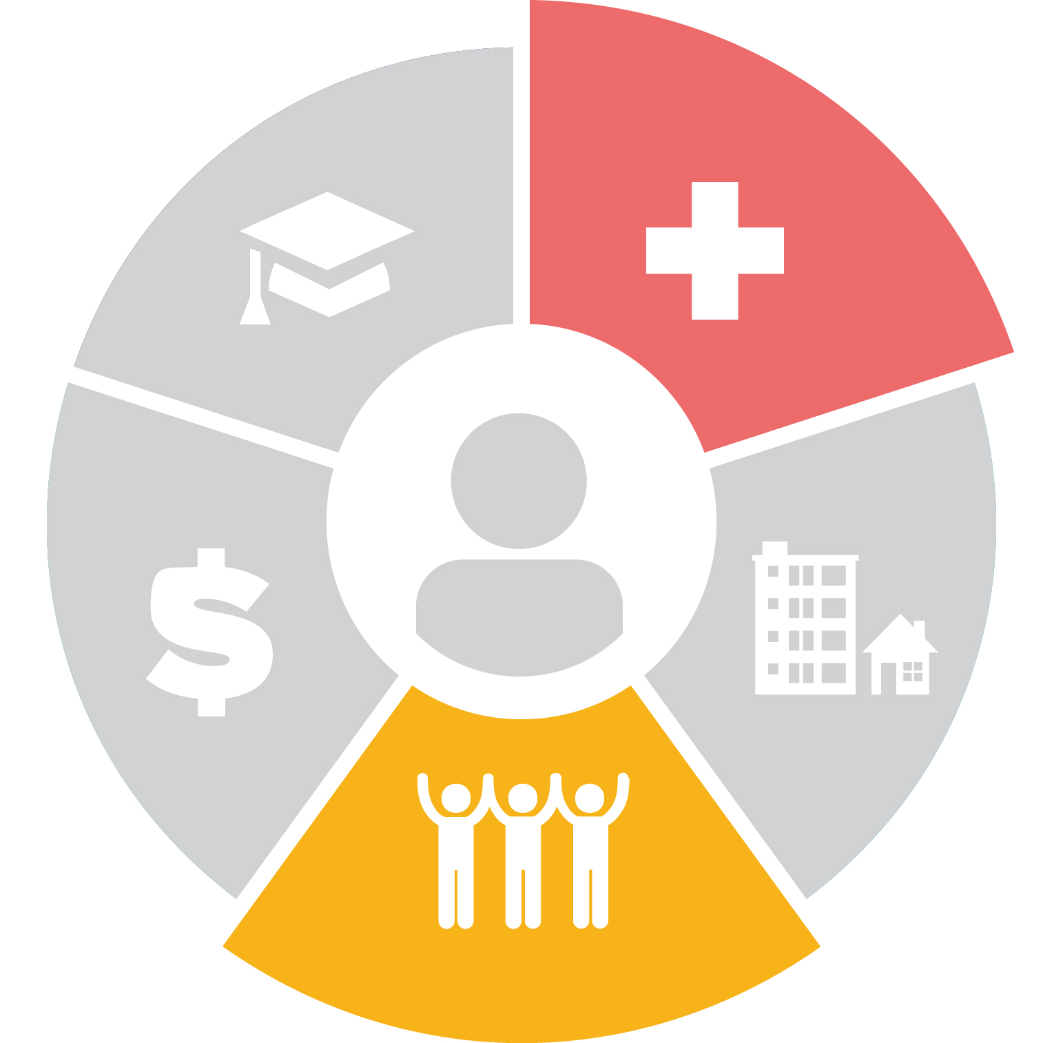 Social Determinants of Health dial graphic; Social and Health Care Access sections highlighted