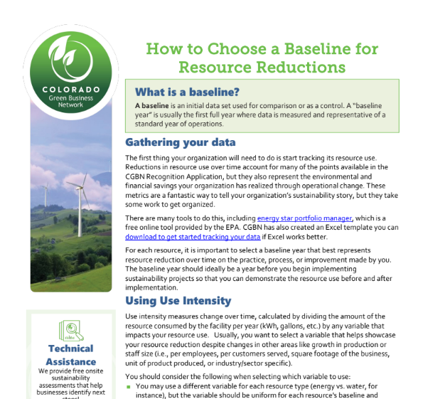 How to choose a baseline for resource reductions document preview