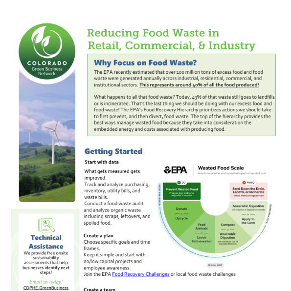 reducing food waste in retail, commercial, and industry how-to document