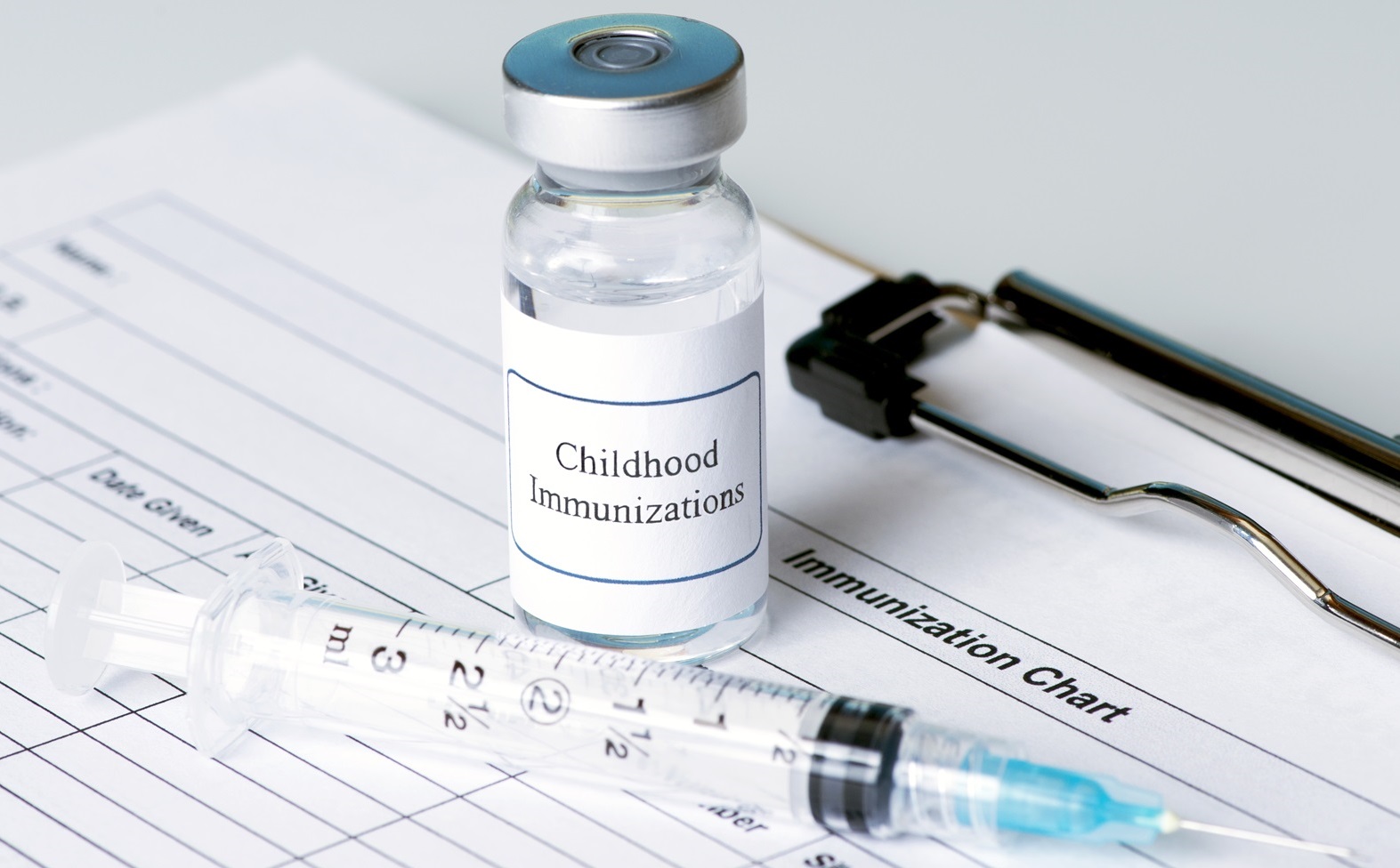 immunization vial that has childhood immunizations written on the label