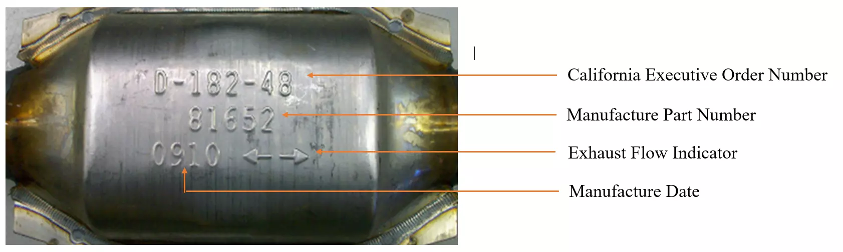 Aftermarket Catalytic Converter with indicator descriptions