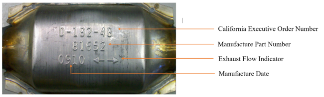 Aftermarket Catalytic Converter with indicator descriptions