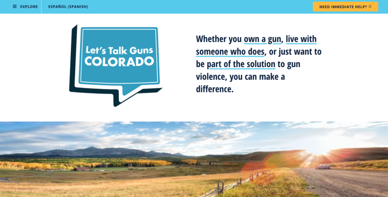 Screenshot of the Let's Talk Guns CO website homepage