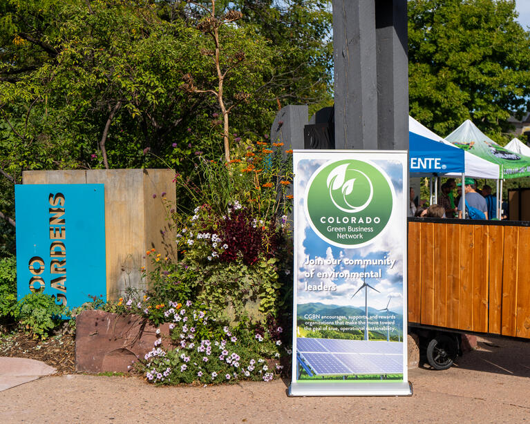 Colorado Green Business event banner at zoo gardens