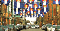 larimer street with flags