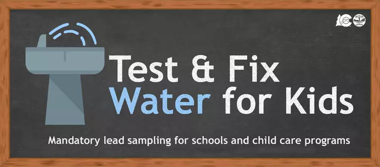 Test and Fix Water for Kids logo with tagline