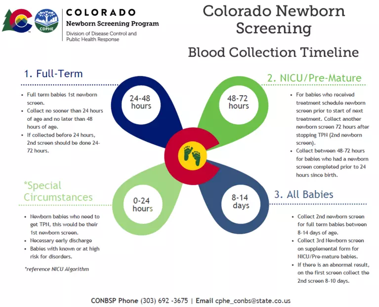 Newborn screen blood collection timeline diagram