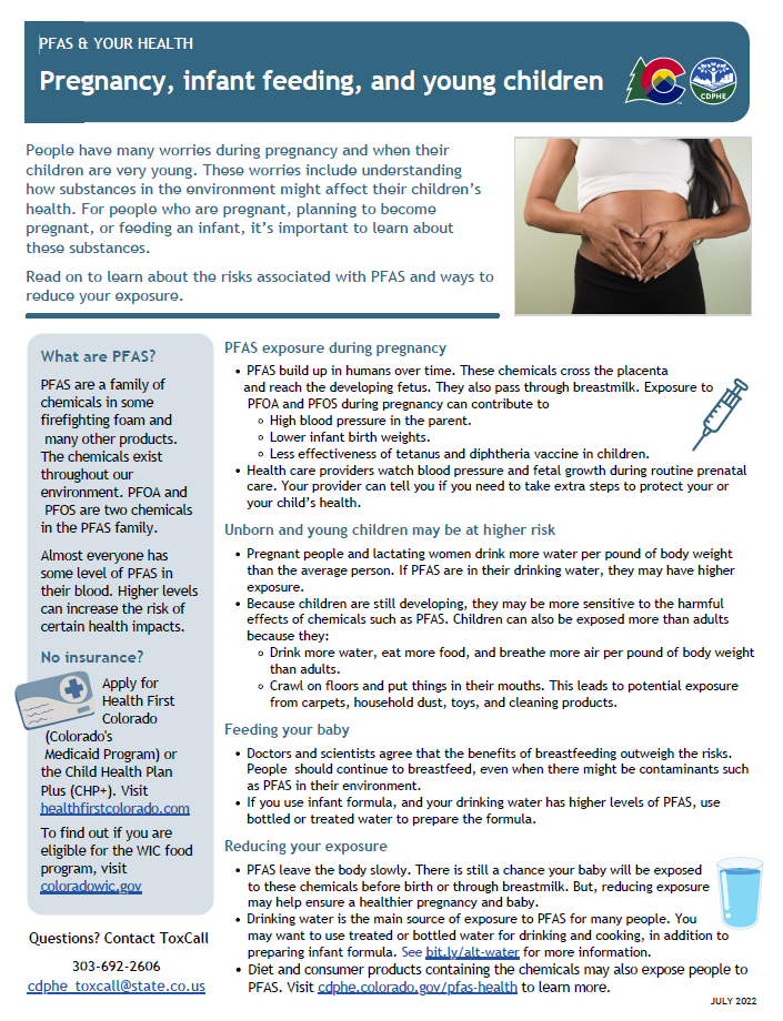 Fact sheet for people that are pregnant, infant feeding and have young children
