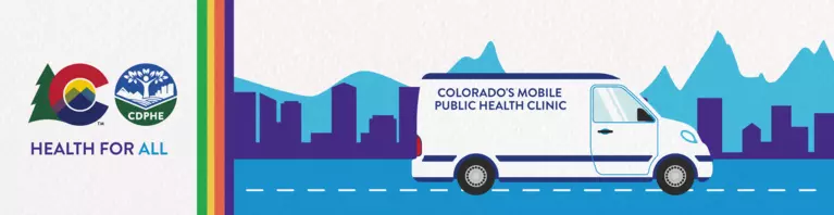 illustration of mobile public health van