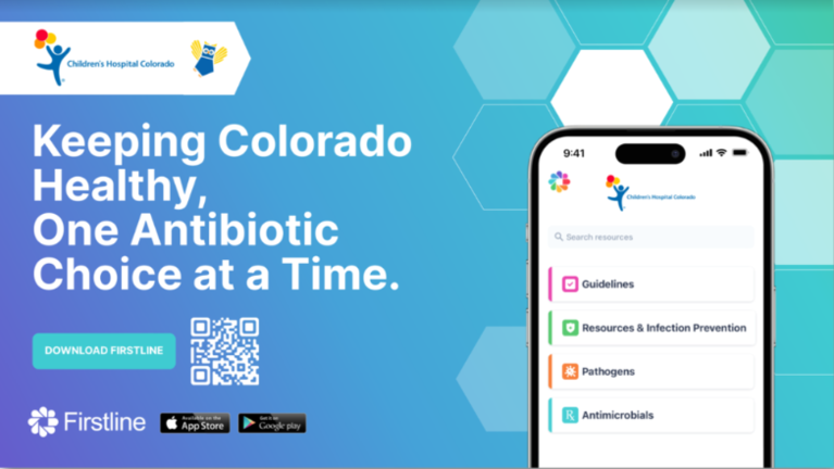 advertisement for children's hospital antibiotic app